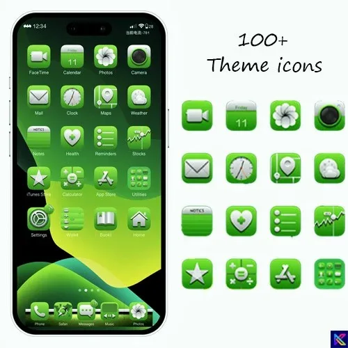 iOS 13 / iOS 16 Green_Lit Jailbreak theme