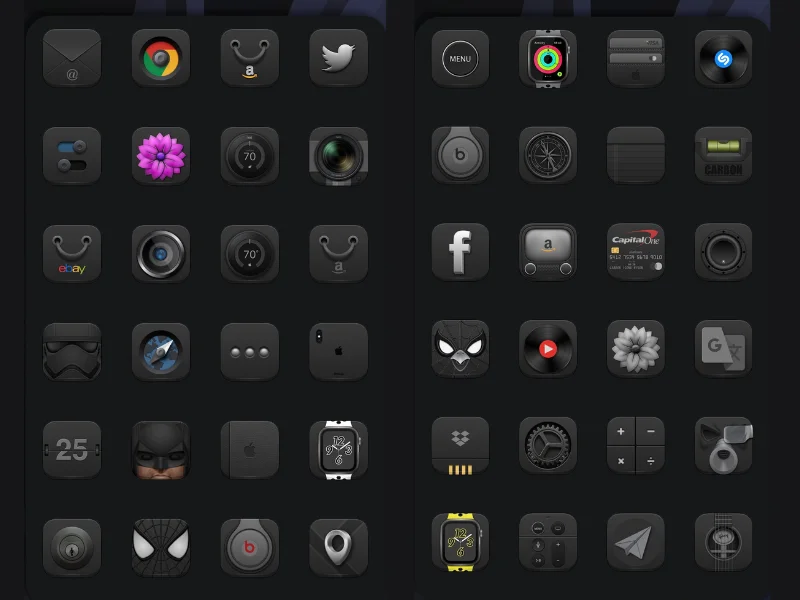 iOS 15 Dark Icon Pack | Carbon icons